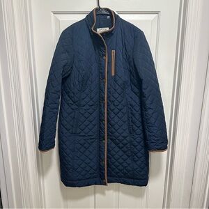 Orvis Quilted Jacket Blue Tan Jacket Size Large